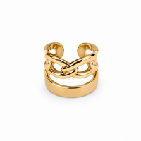 SORVE | Gold Braided Wide Band Statement Ring for Women | 18K Gold Plated
