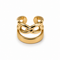 SORVE | Gold Braided Wide Band Statement Ring for Women | 18K Gold Plated