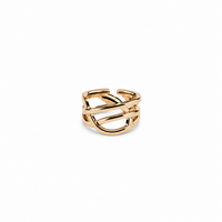 SORVE | Gold Triple Layer Cage Ring | Multi Band Stacked Ring for Women