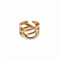 SORVE | Gold Triple Layer Cage Ring | Multi Band Stacked Ring for Women