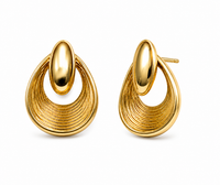 SORVE | Gold Ridged Crescent Drop Earrings for Women | 18K Gold Plated