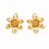 SORVE | Gold Chunky Flower Stud Earrings for Women | 18K Gold Plated