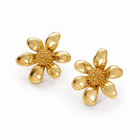 SORVE | Gold Chunky Flower Stud Earrings for Women | 18K Gold Plated