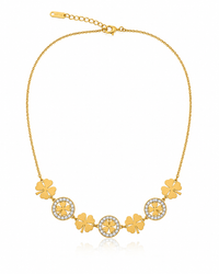 SORVE Gold Four Leaf Clover Crystal Choker Necklace
