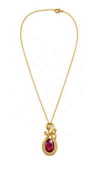 SORVE Vintage Ruby Stone Gold Pendant Necklace