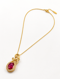 SORVE Vintage Ruby Stone Gold Pendant Necklace