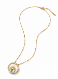 SORVE Gold Evil Eye Crystal Halo Pendant Necklace