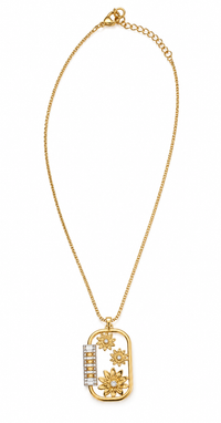 SORVE Floral Crystal Gold Pendant Necklace