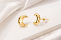 SORVE Gold Crescent Moon Stud Earrings | Minimal Luxury Jewelry