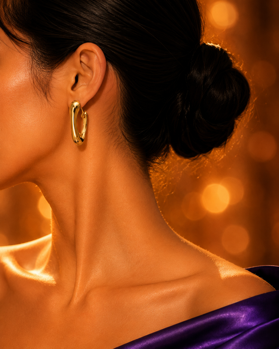 SORVE Gold Oval Hoop Earrings | Bold Luxury Jewelry