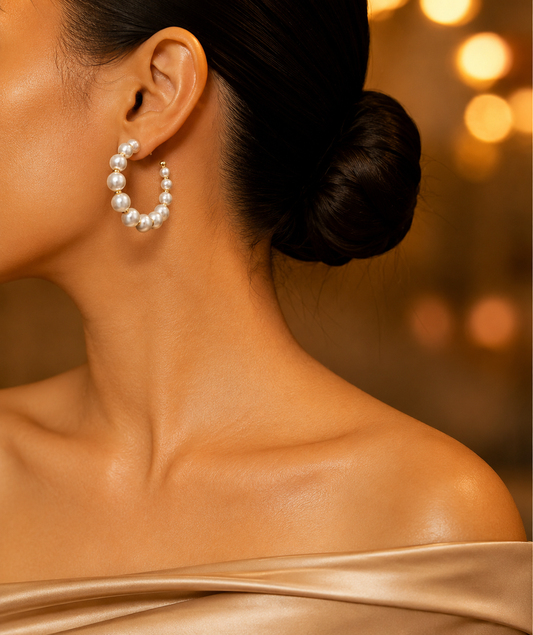 SORVE Pearl Hoop Earrings | Elegant Luxury Jewelry