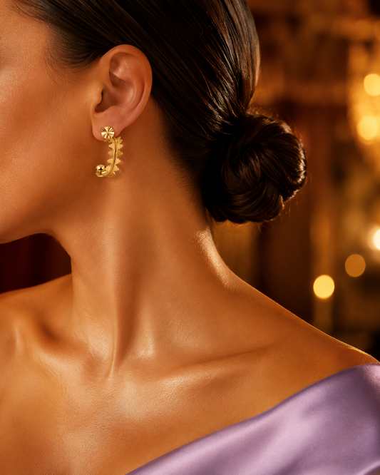 SORVE Gold Textured Hoop Earrings | Bold Luxury Jewelry