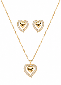 SORVE Heart Pendant Necklace Set with Stud Earrings for Women