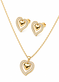 SORVE Heart Pendant Necklace Set with Stud Earrings for Women