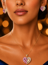 SORVE Pink Heart Pendant Set – Luxury Crystal Gold Jewelry