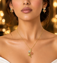 SORVE Peach Crystal Gold Jewellery Set