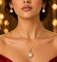 SORVE Crystal Gold Circle Jewellery Set