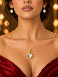 SORVE Crystal Gold Circle Jewellery Set
