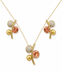 SORVE Peach Crystal Gold Jewellery Set