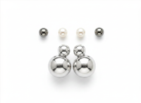SORVE | Silver Double Ball & Pearl Stud Earrings Set for Women | 3 Pairs Combo