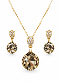 SORVE Smoky Quartz Crystal Pendant Necklace & Earrings Set