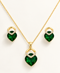 SORVE Emerald Green Heart Jewellery Set