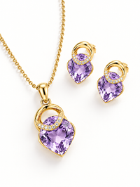 SORVE Lavender Amethyst Heart Jewellery Set