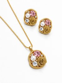SORVE Pink Rose Pearl Jewellery Set