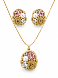 SORVE Pink Rose Pearl Jewellery Set